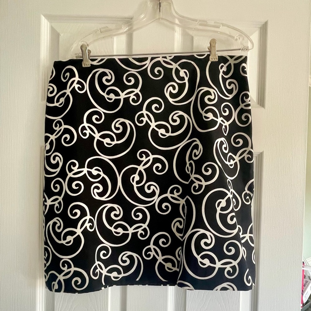 Ann Taylor Black Mini Skirt with White Swirls